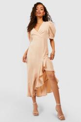 Boohoo KC65205 Boohoo Aszimmetrikus Ruha MIDI Rövid Ujjú Fodros (41) XXL