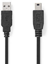 Nedis CCGL60300BK10 USB kábel USB 2.0 1 M USB A Mini-USB B 0, 48 Gbit/s Fekete (CCGL60300BK10)