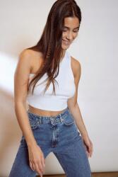 NA-KD Fehér Egyvállas Bordázott Rövid Felső Na-kd S