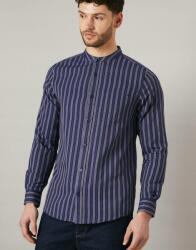 Sötétkék Csíkos Ing Hosszú Ujjú Klasszikus Gombos Maine XXL