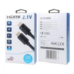 TB Cable HDMI v 2.1 premium 3 m 8K Black Made for players (AKTBXVH21PREM30)