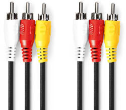 Nedis CVGL24300BK20 kompozit videó kábel 2 M 3 x RCA Fekete (CVGL24300BK20) - compzone