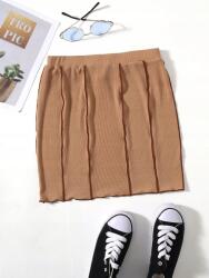 Shein Bézs Elasztikus Casual Bordázott Miniszoknya 40 L__L