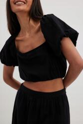 NA-KD Fekete Rövid Ujjú Crop Top Szögletes Nyakkivágással Na-kd 38