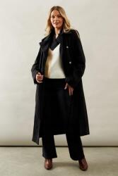 Wallis Klasszikus Fekete MIDI Kabát Kétsoros Gombos Gallér Wallis 48
