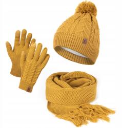 Heyo Női Téli Sapka Sál Kesztyű Szett Pompommal Érintőképernyős Kesztyű (HZ0008) - allegro - 5 350 Ft