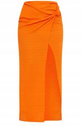 Prettylittlething Maxi Szoknya, magas derekú, ráncos, Size XS, narancs