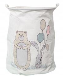 eCarla.pl Bear nyomott mintás játék- és szennyestartó kosár, 35x45 cm, fehér (OR2WZ121)