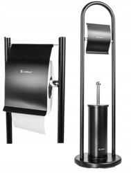 Elitehoff Wc Kefe Tartó Állvány Wc Papír Tartó Fekete Acél Elitehoff 6030 (E-6030)