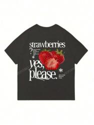 Shein Fekete Pamut Póló Hátulján Mintás Casual 42 XL__XL