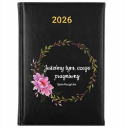 FunnyCase Könyvnaptár 2026 Azok Vagyunk, Amire Vágyunk Fekete Ajándék Minták (Kalendarz Czarny JESTEŚMY TYM CZEGO PRAGNIEMY)