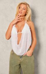 Prettylittlething Fehér Laza Felső Tolltartó Pántokkal, Lezser Nyakkivágással Prettylittlething 34