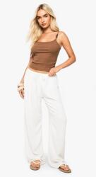 Boohoo Krémszínű Egyenes Szárú Laza Kötött Nadrág Klasszikus Boohoo 42