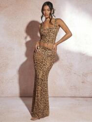 Shein Leopárdmintás Szoknya MXI Átlátszó Egyenes 34 Xs Xs