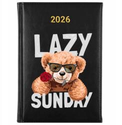 FunnyCase Könyvnaptár 2026 Lazy Sunday Fekete tervező Időzítő Ajándék Wz (Kalendarz Czarny LAZY SUNDAY)