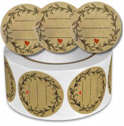 Papír címke matricák, 500 db tekercsen, ajándékokhoz, üvegekhez, barkács projektekhez