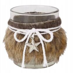 Sonem Üveg gyertyatartó teamécsesekhez, szőrmével (775790)