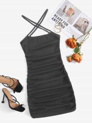 Shein Bordázott Ruha Mini Kereszteződéssel, Size 34, szürke