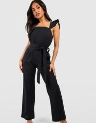 Boohoo Fekete Vállpántos Overál Egyenes Sima Boohoo Pánttal 42