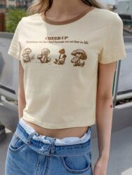 Dazy Rövid Ujjú Póló, nyomott mintával, kerek nyakkal, Size M, bézs