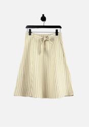 Tom Tailor Bézs-fehér csíkos szoknya, Size 36, lenvászon, midi (458654)