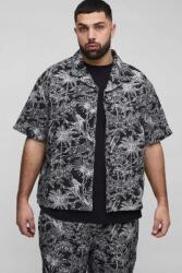 Boohooman Fekete-fehér Rövid Ujjú Ing Növényi Mintával Boohooman 3XL
