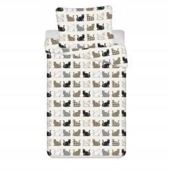 Jerry Fabrics Renforcé Patterned Cats pamut ágyneműhuzat bézs 2 db 70x90 cm|200x220 cm (Cats 8592753033692)