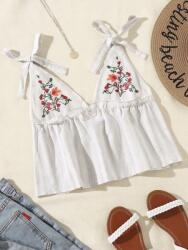 Shein EC35311 Shein Hímzett Csíkos Felső S
