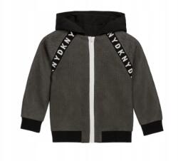 DKNY Fekete Kapucnis Kabát Sportos Nyomott Mintával 130 CM