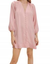 Reserved XC57306 Ruha Szatén Mini Fodros Gombok V-nyakkivágás M