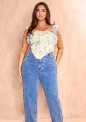 Prettylittlething Sárga Fűzős Mintás Felső (52) (566951)