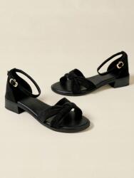 Shein Cipő Szandál Fekete Velúr Cipzáras Lapos Sarok 39__39 (5900446012306)