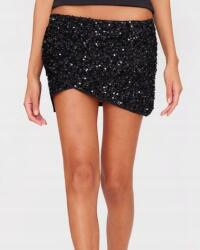 Prettylittlething Fekete Miniszoknya Klasszikus Mintás Flitteres Cipzár Prettylittlething 42