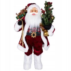  Mikulás figura fával és ajándékokkal 60 cm