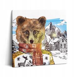 Wallfluent Vászonkép Étkezőbe Nyomtatott Medve Sálban 60x60 cm (010030010270000075210)