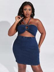 Shein LC72202 Shein Farmer Ruha Mini Kivágások Megkötős Nyak (25) 44