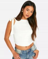 Boohoo Klasszikus Fehér Aszimmetrikus Rövid Felső Boohoo Megkötéssel 42