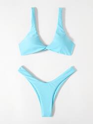 Shein KC84304 Shein Kék Kétrészes Bikini Szövött Csavart L
