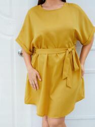 Shein WC21215 Shein Laza Sárga Ruha Térdig Érő Rövid Ujjú Öv 52