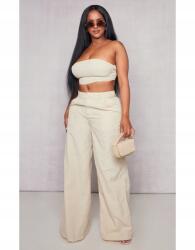 Prettylittlething Bézs Egyenes Nadrág (36) (564851)