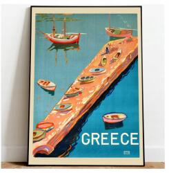  Turista poszter Görögország Tenger Kikötő Csónakok A3 (Plakat Podróżniczy Podróże Vintage)