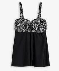 Bonprix tankini felső, fekete, Size 44, hosszú, 80% újrahasznosított poliamid