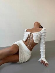 Shein CC52112 Shein Kötött Csipkés Crop Top Hosszú Ujjú (32) S