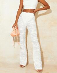 Prettylittlething Ekrü Nadrág Texturált Magas Derekú Hosszú Harang Prettylittlething 42