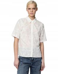 PIECES Fehér Áttört Ing, virághímzéssel, Size XS