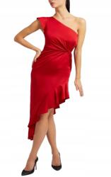 GUESS Piros Aszimmetrikus Női Ruha Fodros S Gxf (W2RK50WEFC0)