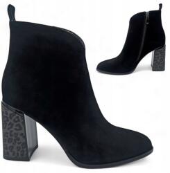 Gino Fabiani Női Bőr Bokacsizma 39-es Elegáns Velúr Bebújós Fekete Gino (Gino Fabiani 25BT24-9210)