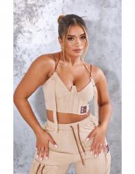 Prettylittlething Camel Fűzős Felső (34) (563761)