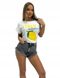  T-shirt fehér La Dolce Vita laza citrom Italy női póló (BL-16249-46)