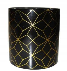 Polnix Virágtartó fedél fekete arany henger H13.5 DEcodomi (31.139.13)